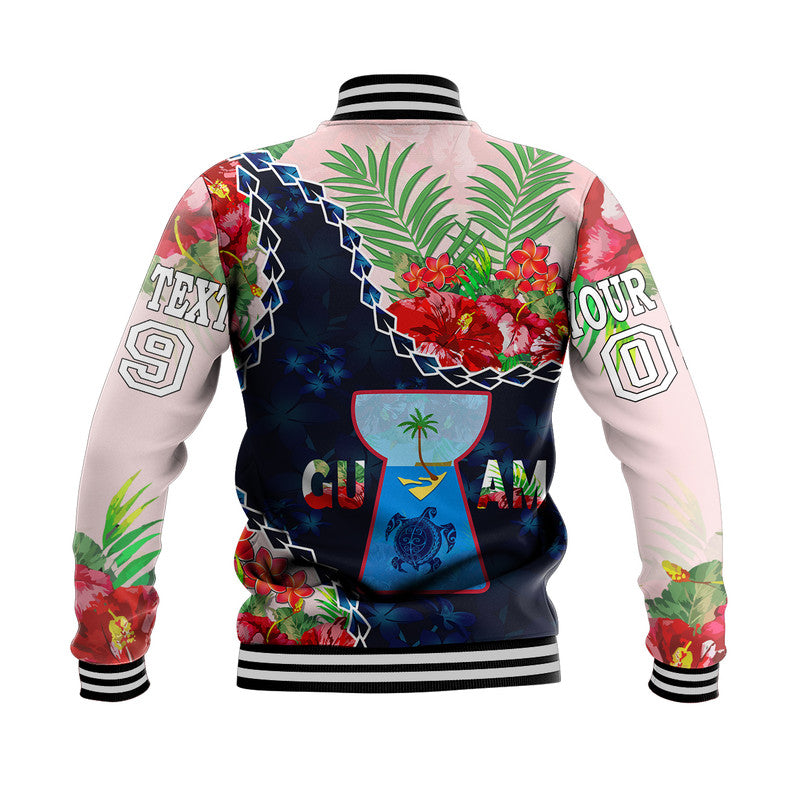(Custom Personalised) Guam Liberation Day Baseball Jacket Latte Stone Hibiscus Painting LT9 - Polynesian Pride