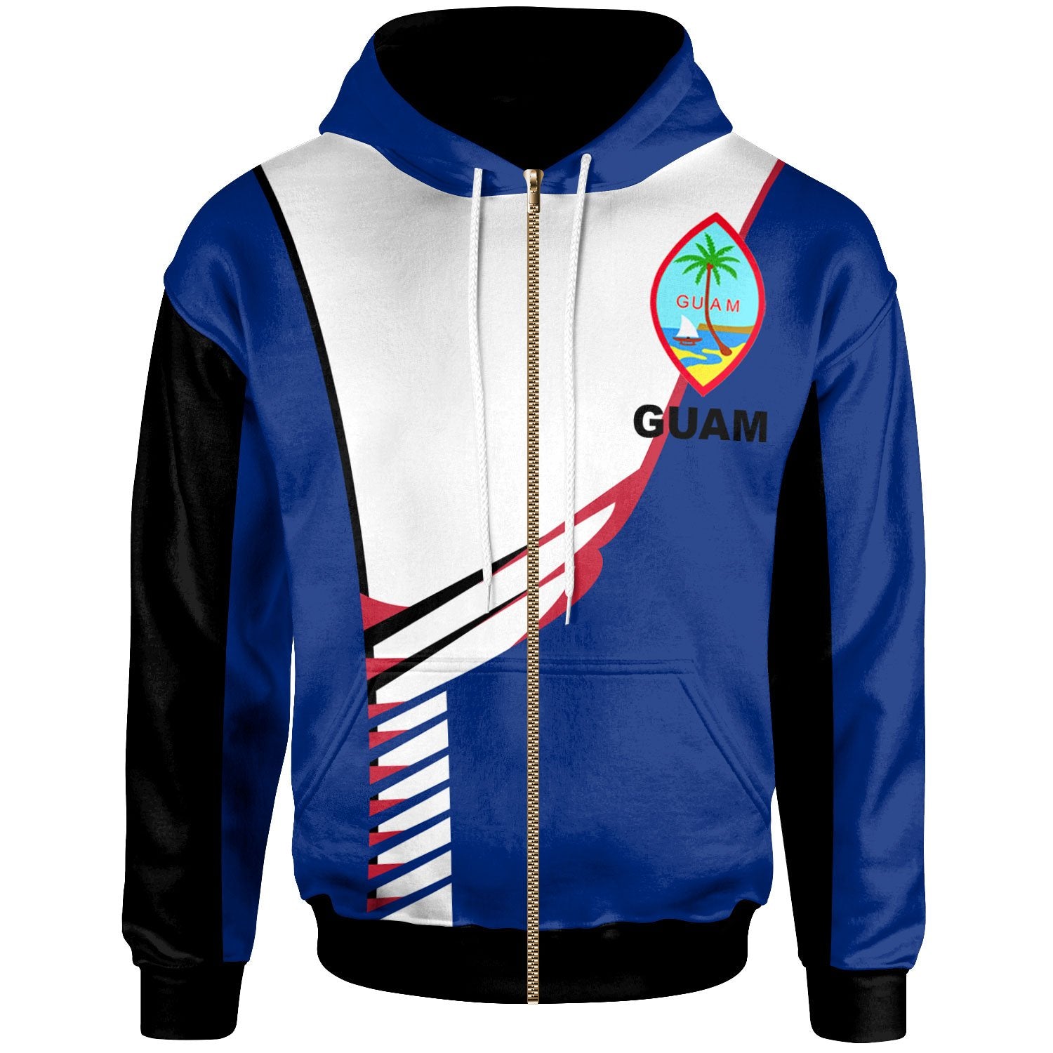 Guam Zip up Hoodie Athletes Style Unisex Blue - Polynesian Pride