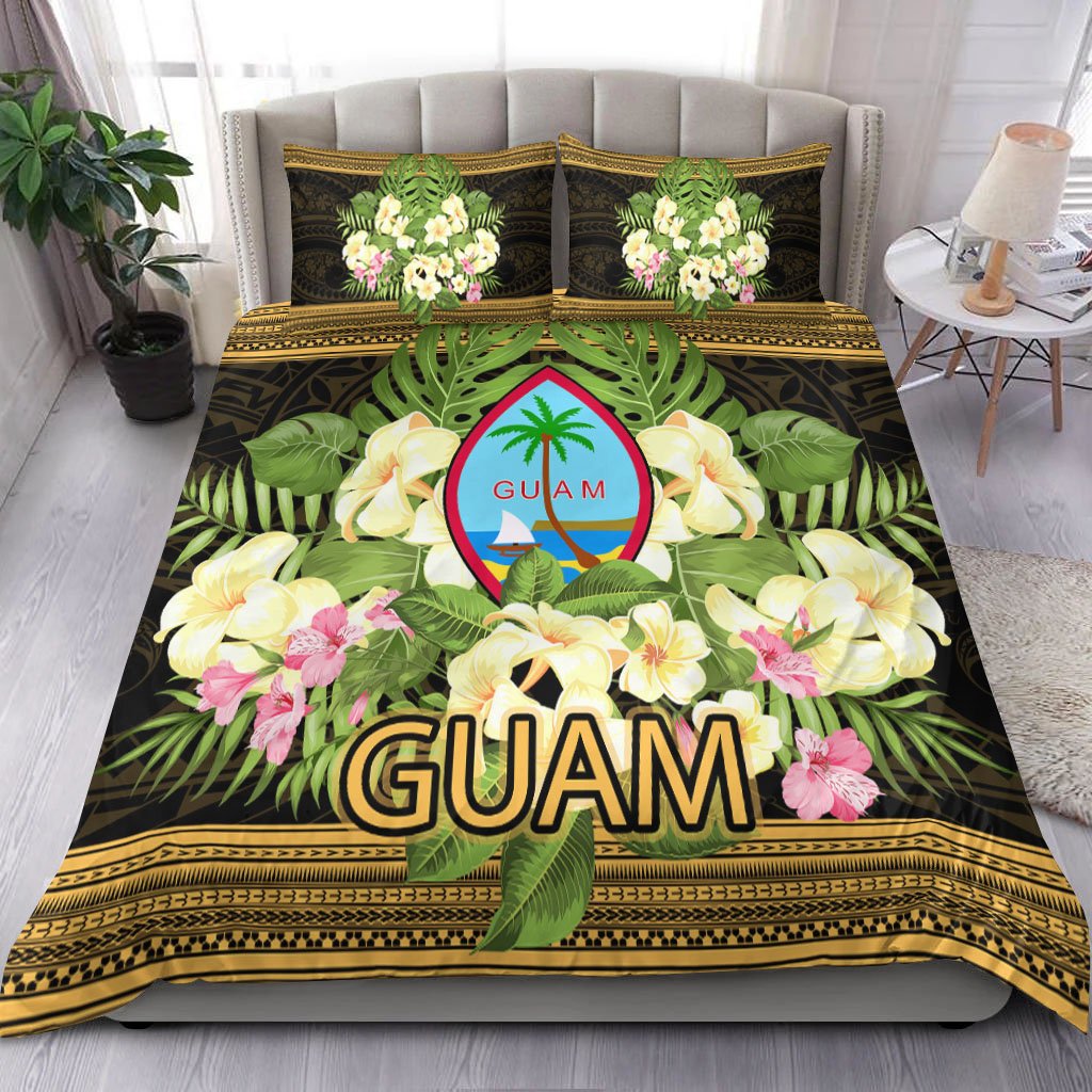 Guam Bedding Set - Polynesian Gold Patterns Collection Black - Polynesian Pride