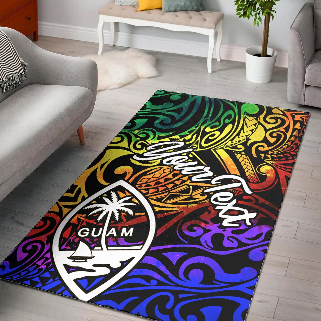 Guam Custom Personalised Area Rug - Rainbow Polynesian Pattern Rainbow - Polynesian Pride