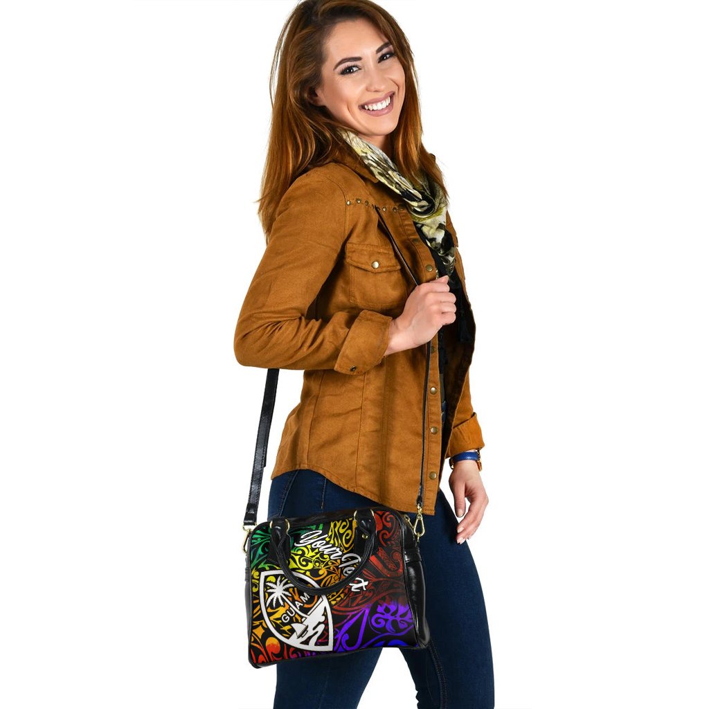 Guam Custom Personalised Shoulder Handbag - Rainbow Polynesian Pattern - Polynesian Pride
