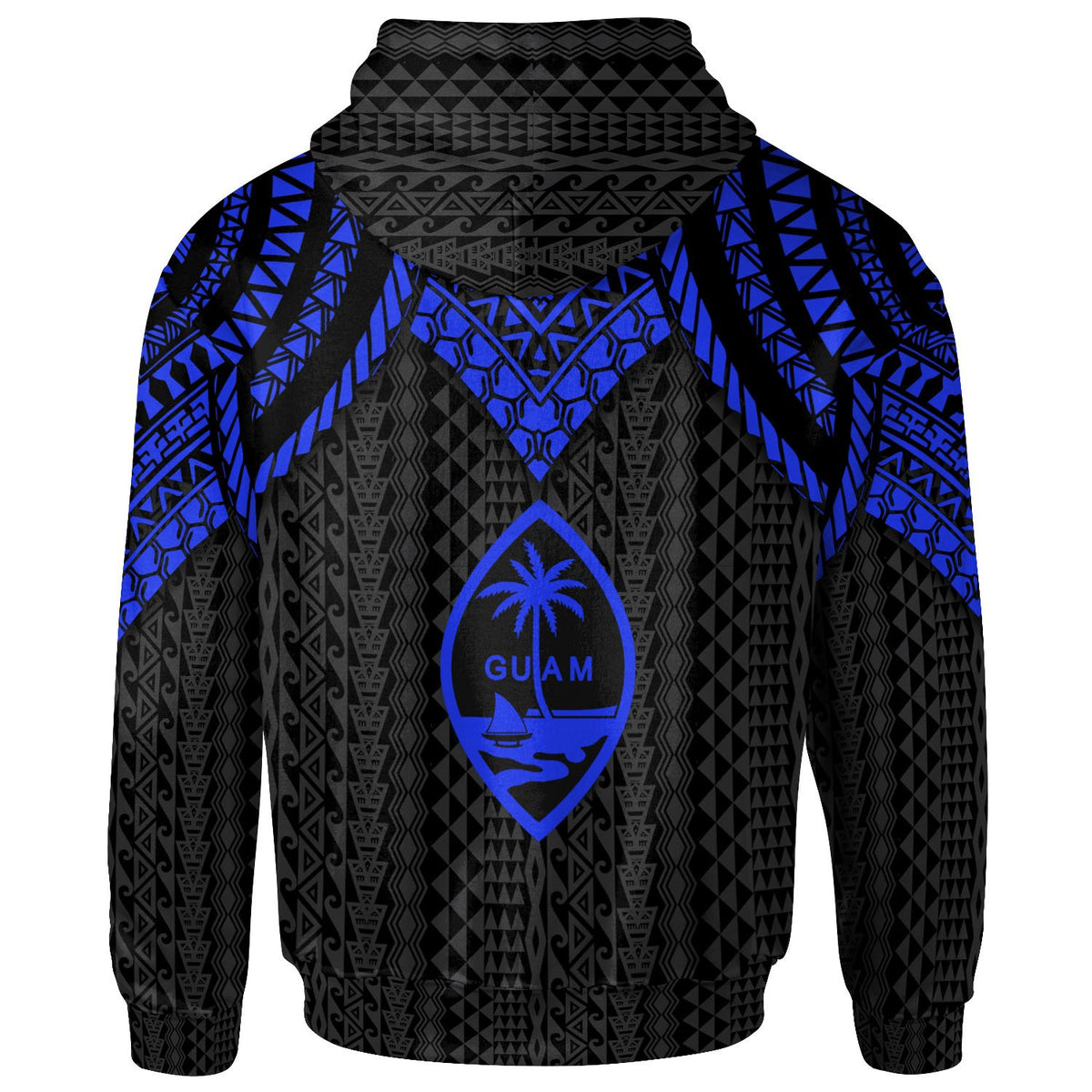 Guam Zip up Hoodie Polynesian Armor Style Blue - Polynesian Pride