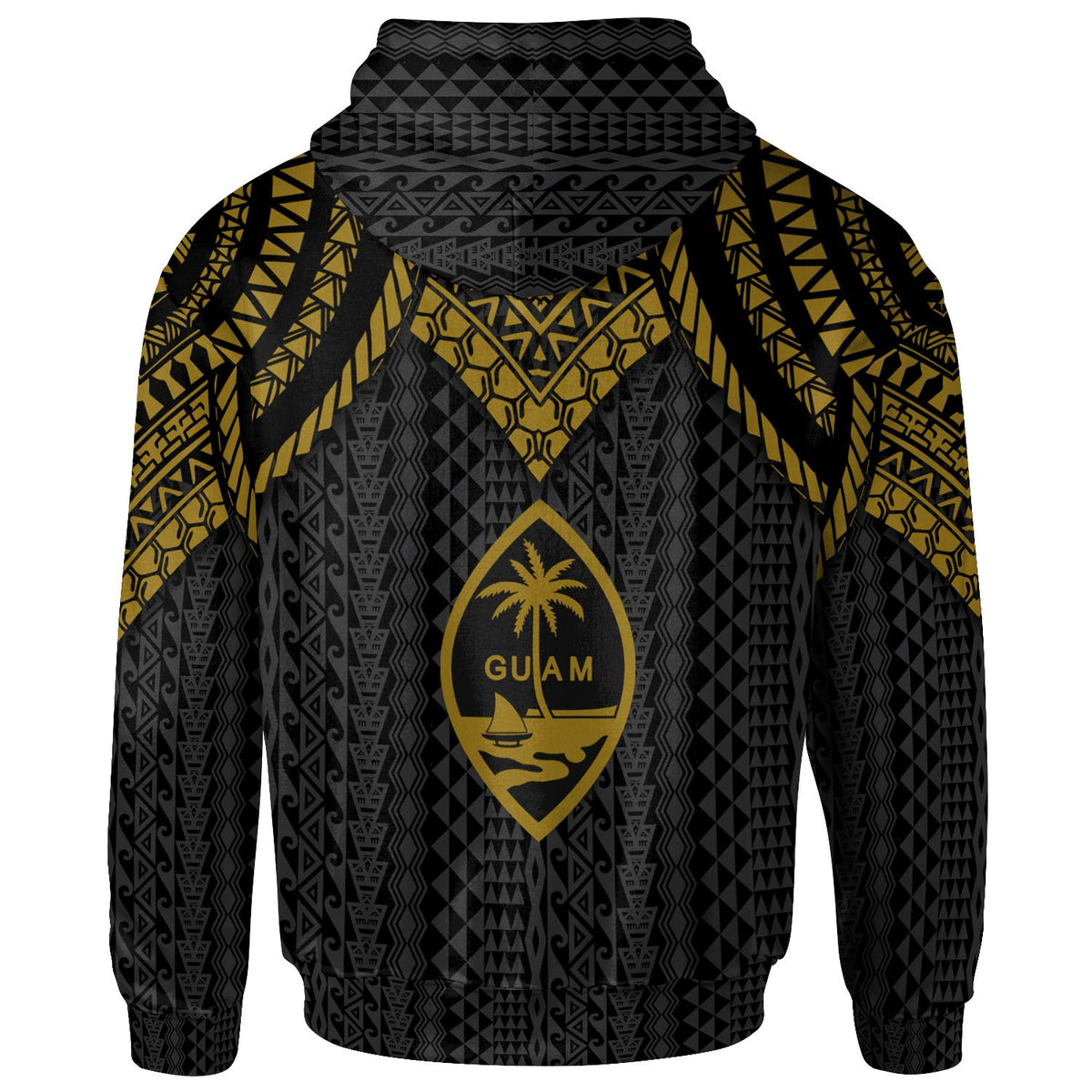 Guam Zip up Hoodie Polynesian Armor Style Gold - Polynesian Pride