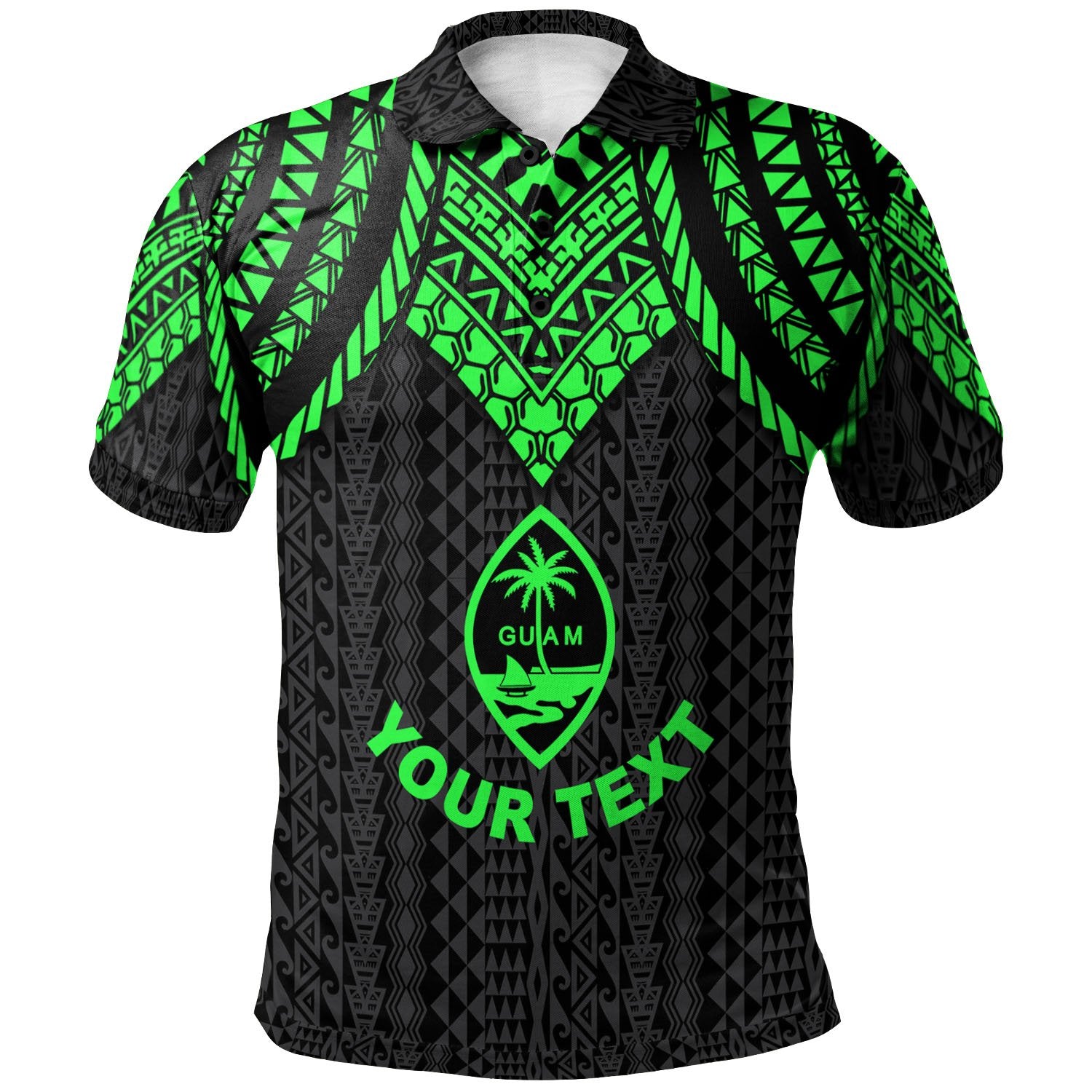 Guam Custom Polo Shirt Polynesian Armor Style Green Unisex Green - Polynesian Pride