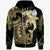 Guam Zip up Hoodie Hammerhead Shark Tribal Pattern Unisex Gold - Polynesian Pride