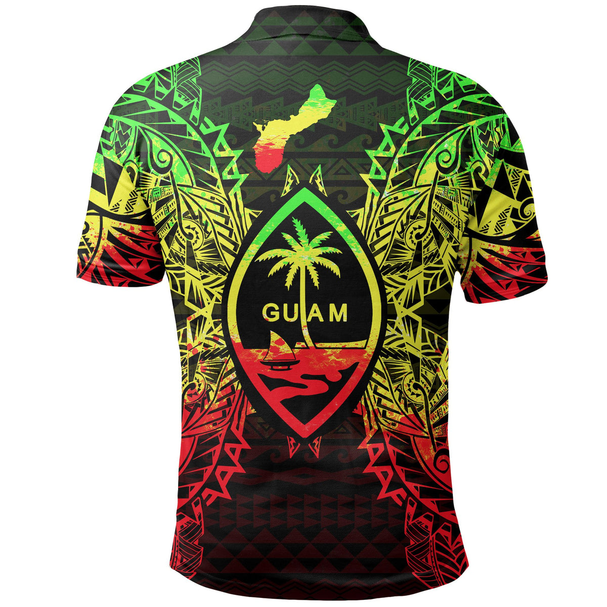 Guam Polo Shirt Guahan Coat Of Arms Map Polynesian Tattoo Reggae - Polynesian Pride
