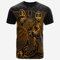 Guam T Shirt Guam Coat of Arms Turtle Hibiscus Gold Unisex Gold - Polynesian Pride