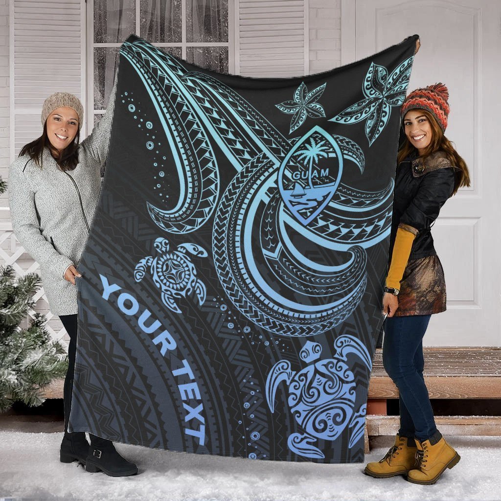 Guam Custom Personalised Premium Blanket - Blue Turtle - Polynesian Pride