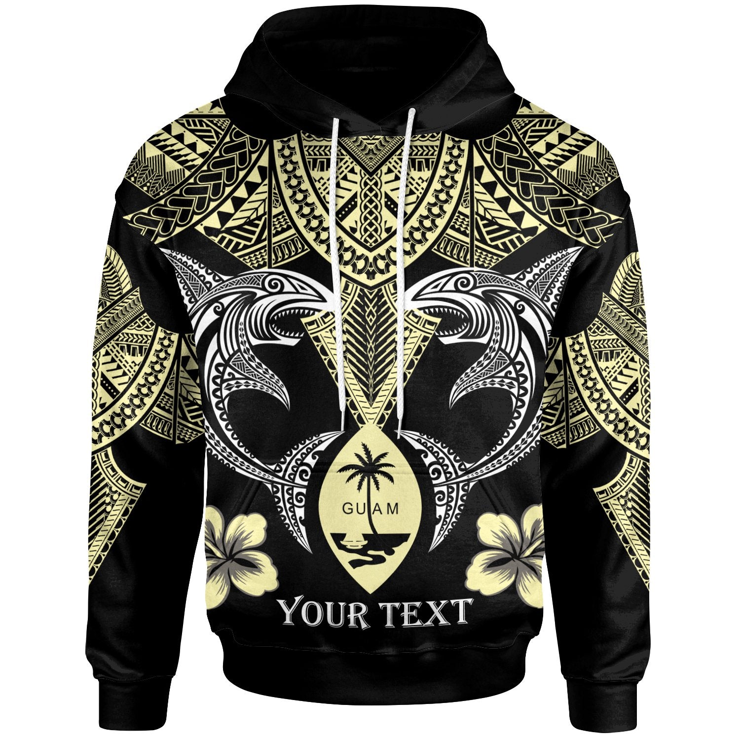 Guam Custom Hoodie Pacific Maori Pattern Sharks Unisex Black - Polynesian Pride