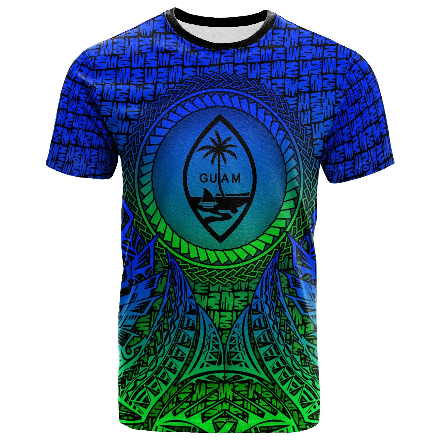 Guam T Shirt Circle Pattern Blue Unisex Blue - Polynesian Pride