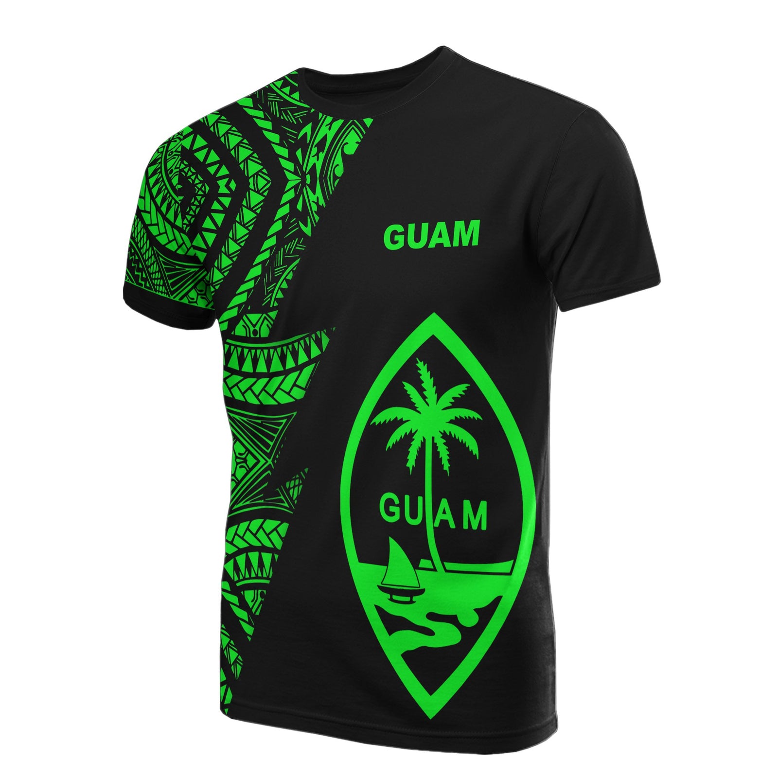 Guam T Shirt Micronesian Pattern Green Flash Style Unisex Green - Polynesian Pride