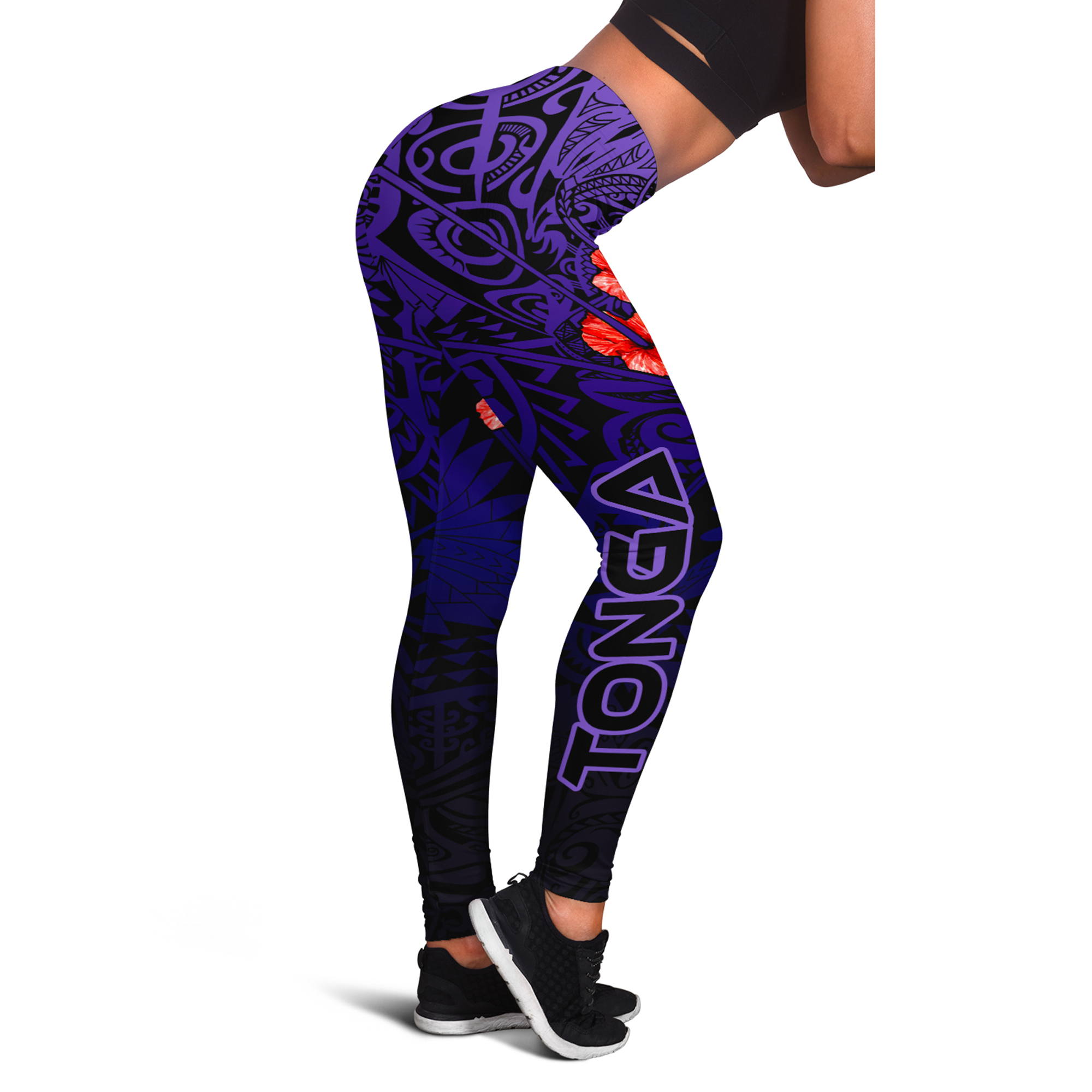 Tonga Women's Leggings - Hibiscus Flowers Purple Color Style Purple - Polynesian Pride