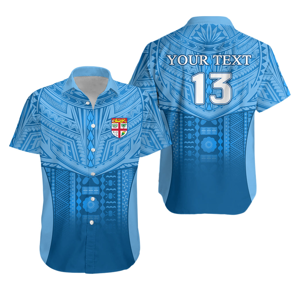 (Custom Personalised) Fiji Faithful Hawaiian Shirt Version Blue - Custom Text and Number LT13 Unisex Blue - Polynesian Pride