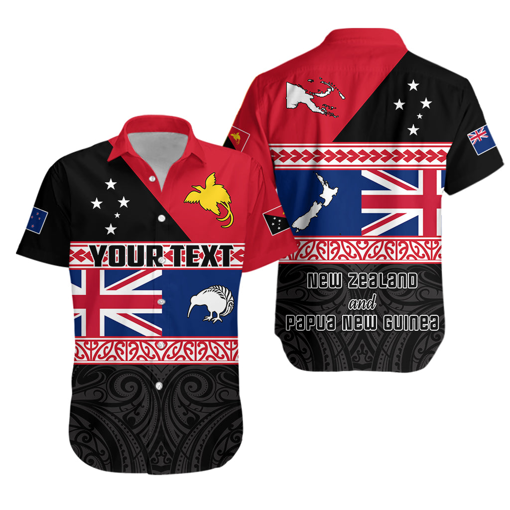 (Custom Personalised) Papua New Guinea and New Zealand Hawaiian Shirt Maori PNG and NZ LT13 Unisex Black - Polynesian Pride