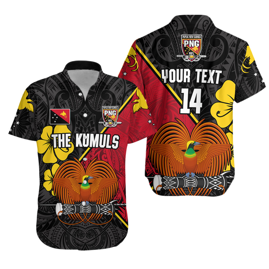 (Custom Text and Number) The Kumuls PNG Hawaiian Shirt Papua New Guinea Polynesian Dynamic Style Black LT14 Unisex Black - Polynesian Pride