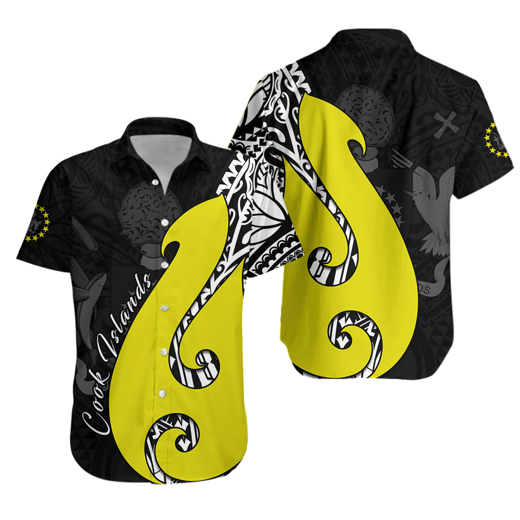 Cook Islands Hawaiian Shirt Matau Polynesian Simple Fish Hook LT13 Unisex Black - Polynesian Pride