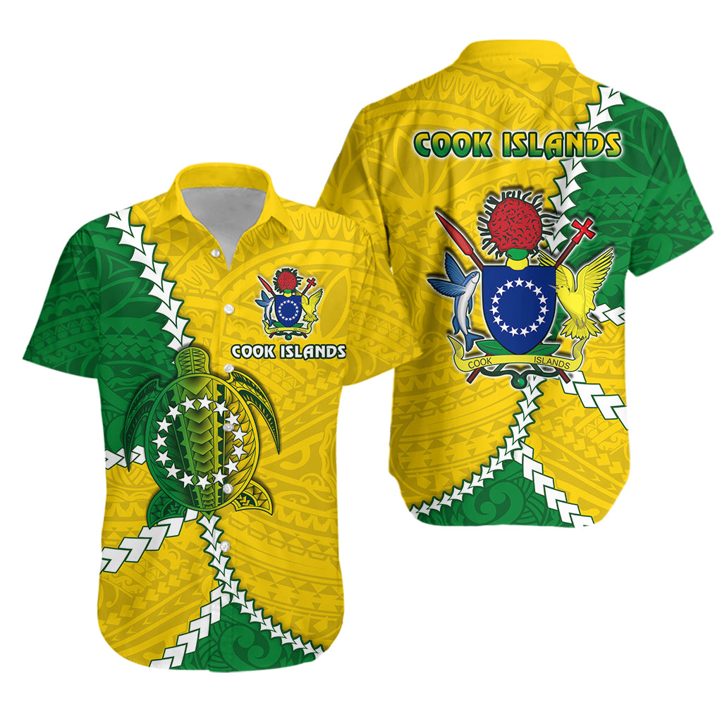 Cook Islands Rugby Hawaiian Shirt Polynesian Turtle LT13 Unisex Yellow - Polynesian Pride