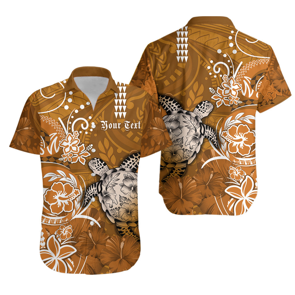 (Custom Personalised) Hawaii Hawaiian Shirt Polynesia Gold Sea Turtle Honu and Hibiscus LT13 Unisex Gold - Polynesian Pride