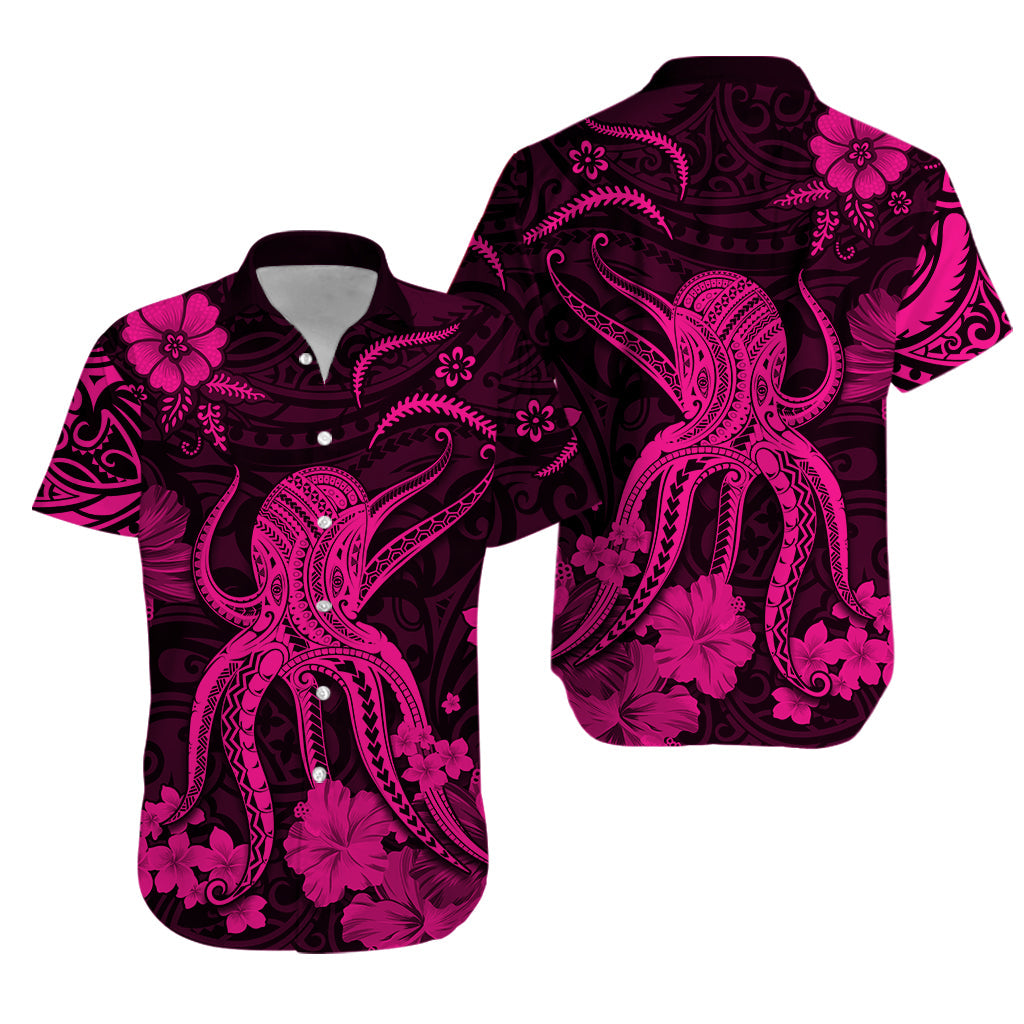 Hawaii Matching Dress and Hawaiian Shirt Polynesia Pink Octopus LT13 - Polynesian Pride