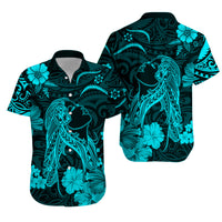 Polynesian Couple Outfits Hawaii Matching Dress and Hawaiian Shirt Polynesia Turquoise Beautiful Hula Girl LT13 - Polynesian Pride