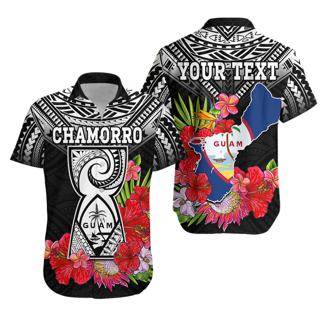 (Custom Personalised) Guam Chamorro Hawaiian Shirt Guaman Latte Stone Tropical Flowers Black Style LT14 Unisex Black - Polynesian Pride