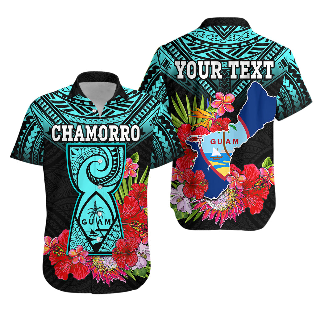 (Custom Personalised) Guam Chamorro Hawaiian Shirt Guaman Latte Stone Tropical Flowers Turquoise Style LT14 Unisex Turquoise - Polynesian Pride