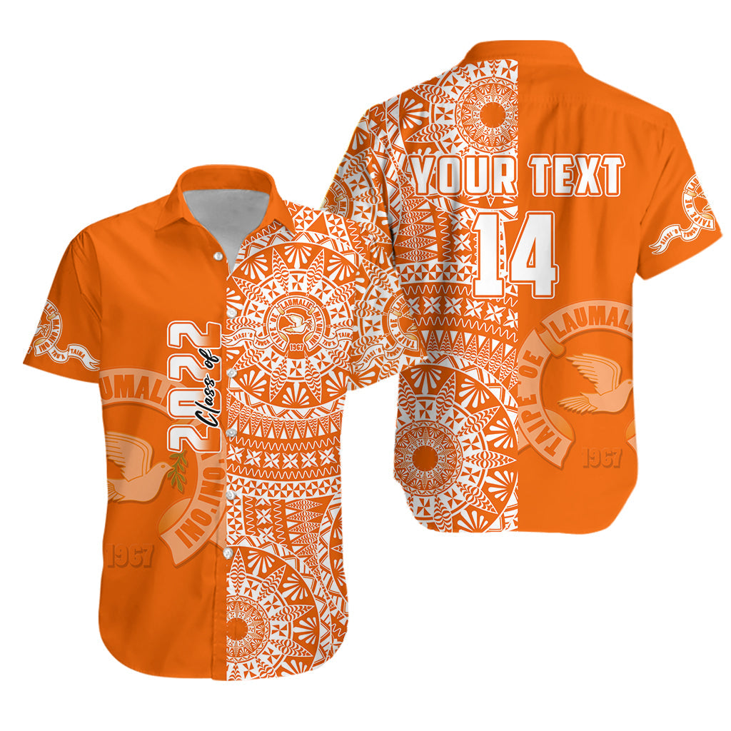 (Custom Text And Number) Tailulu Tonga College Hawaiian Shirt Class Of Year Tongan Ngatu Pattern LT14 Unisex Orange - Polynesian Pride