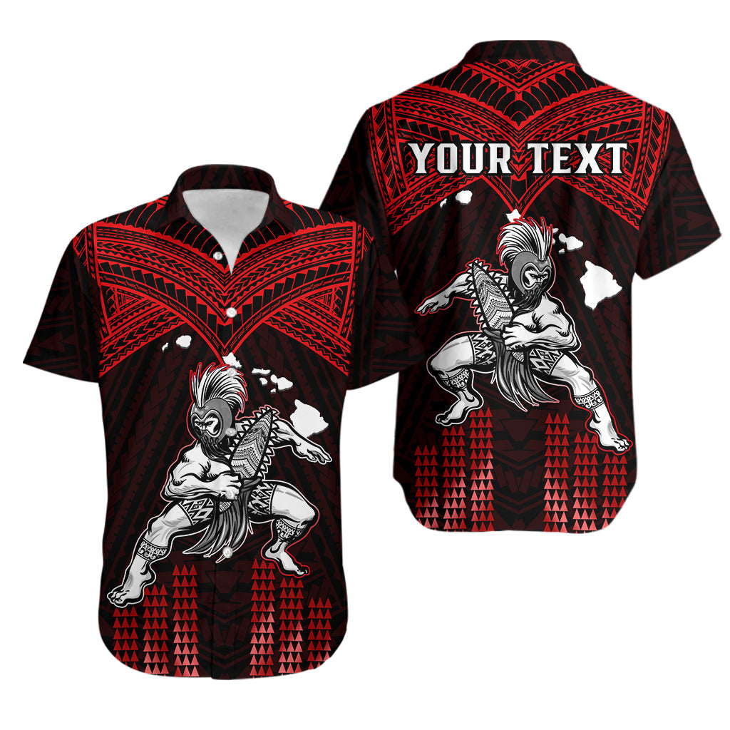 (Custom Personalised) Hawaii Hawaiian Shirt Hawaiian Warrior With Weapon Polynesian Ver.05 LT14 Red - Polynesian Pride