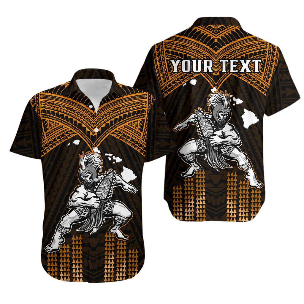 (Custom Personalised) Hawaii Hawaiian Shirt Hawaiian Warrior With Weapon Polynesian Ver.07 LT14 Gold - Polynesian Pride