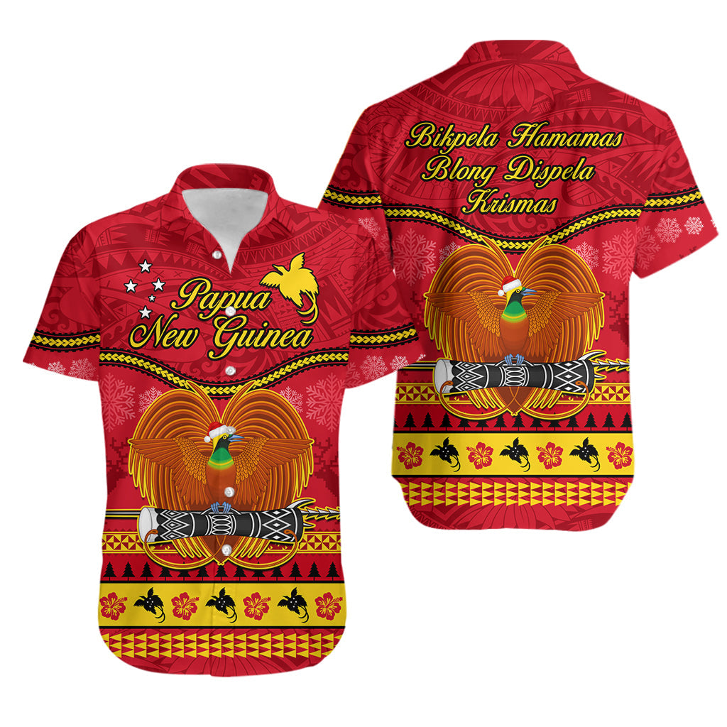 Christmas Papua New Guinea Matching Dress and Hawaiian Shirt Bird Of Paradise Bikpela Hamamas Blong Dispela Krismas LT14 - Polynesian Pride