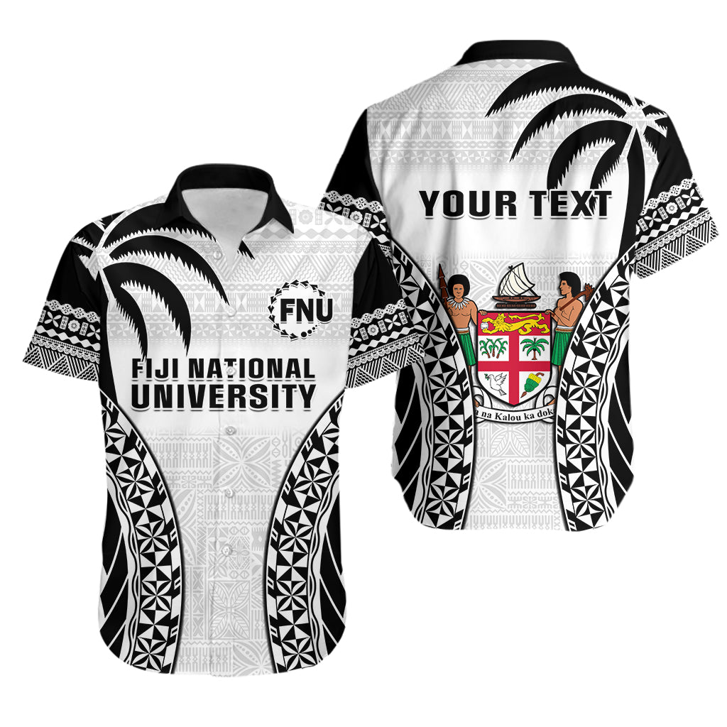 (Custom Personalised) Fiji University Hawaiian Shirt National Fijian Tapa Pattern White LT14 White - Polynesian Pride