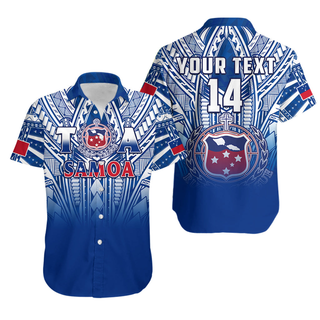 (Custom Text And Number) Samoa Rugby Samoa Hawaiian Shirt Personalise Toa Samoa Polynesian Pacific Navy Version LT14 Blue - Polynesian Pride