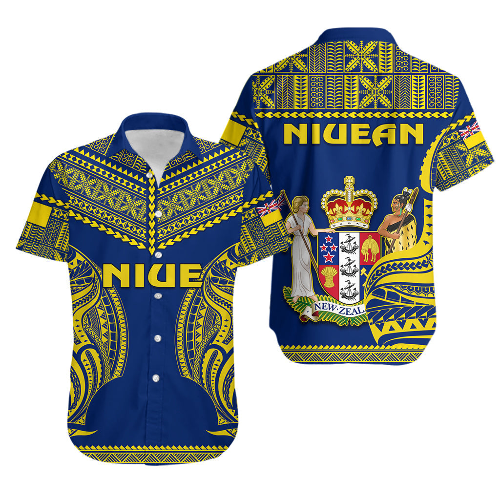 Niue Hawaiian Shirt Hiapo Mix Polynesian Happy Constitution Day LT14 Unisex Blue - Polynesian Pride