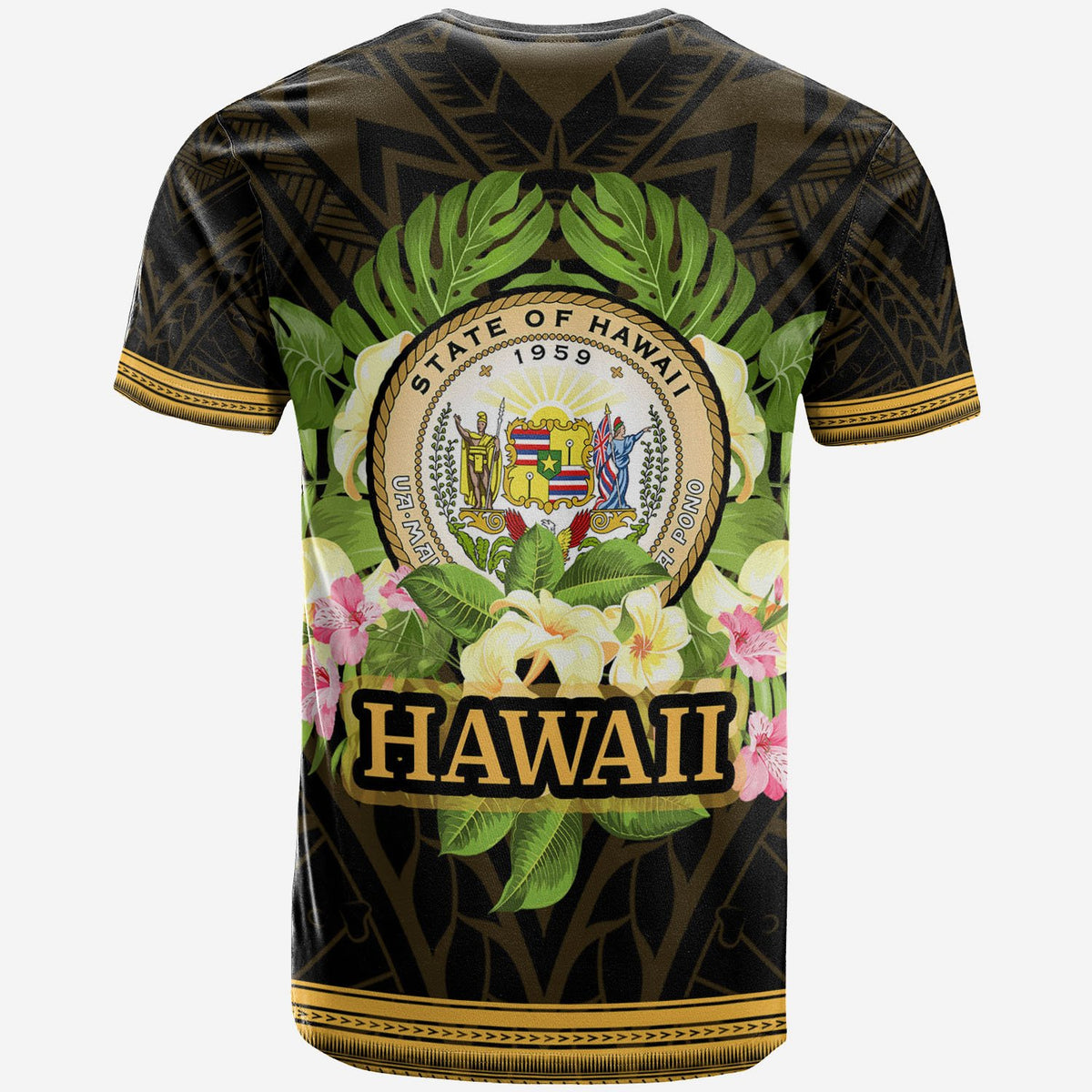 Hawaii T Shirt Polynesian Gold Patterns Collection - Polynesian Pride