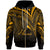 Hawaii Zip Hoodie Gold Color Cross Style Unisex Black - Polynesian Pride