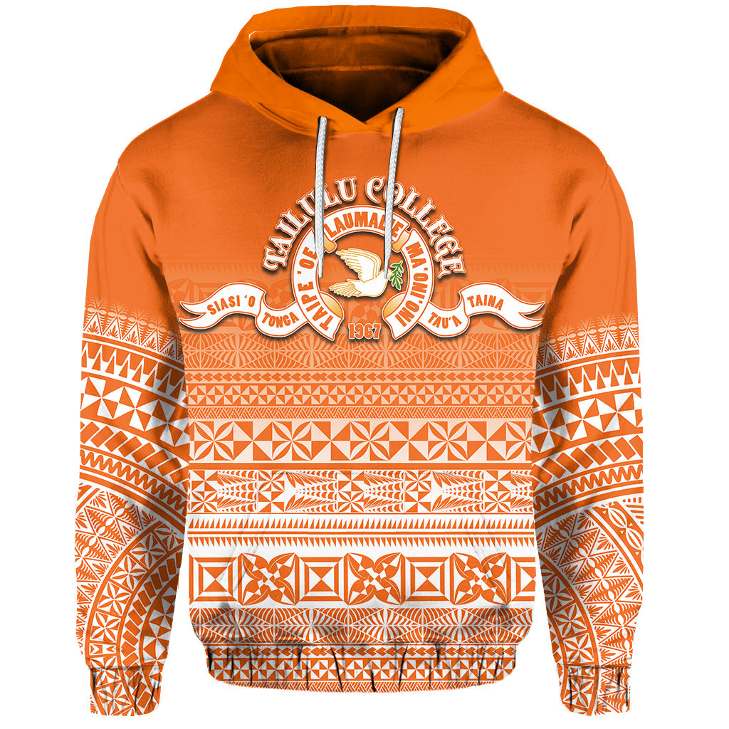 Custom Tailulu College Hoodie Tonga Patterns Style LT6 Unisex Orange - Polynesian Pride