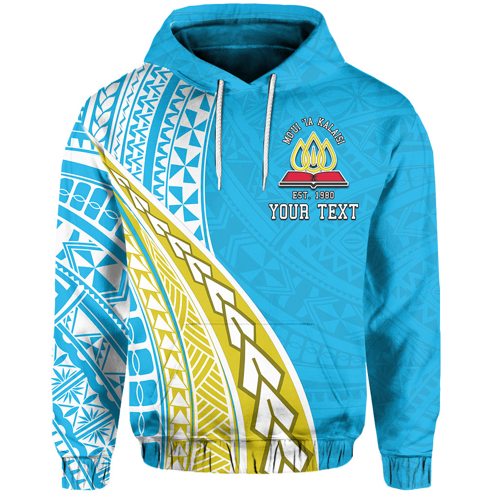 Custom Lavengamalie College Hoodie Half Polynesian Style LT6 Unisex Blue - Polynesian Pride