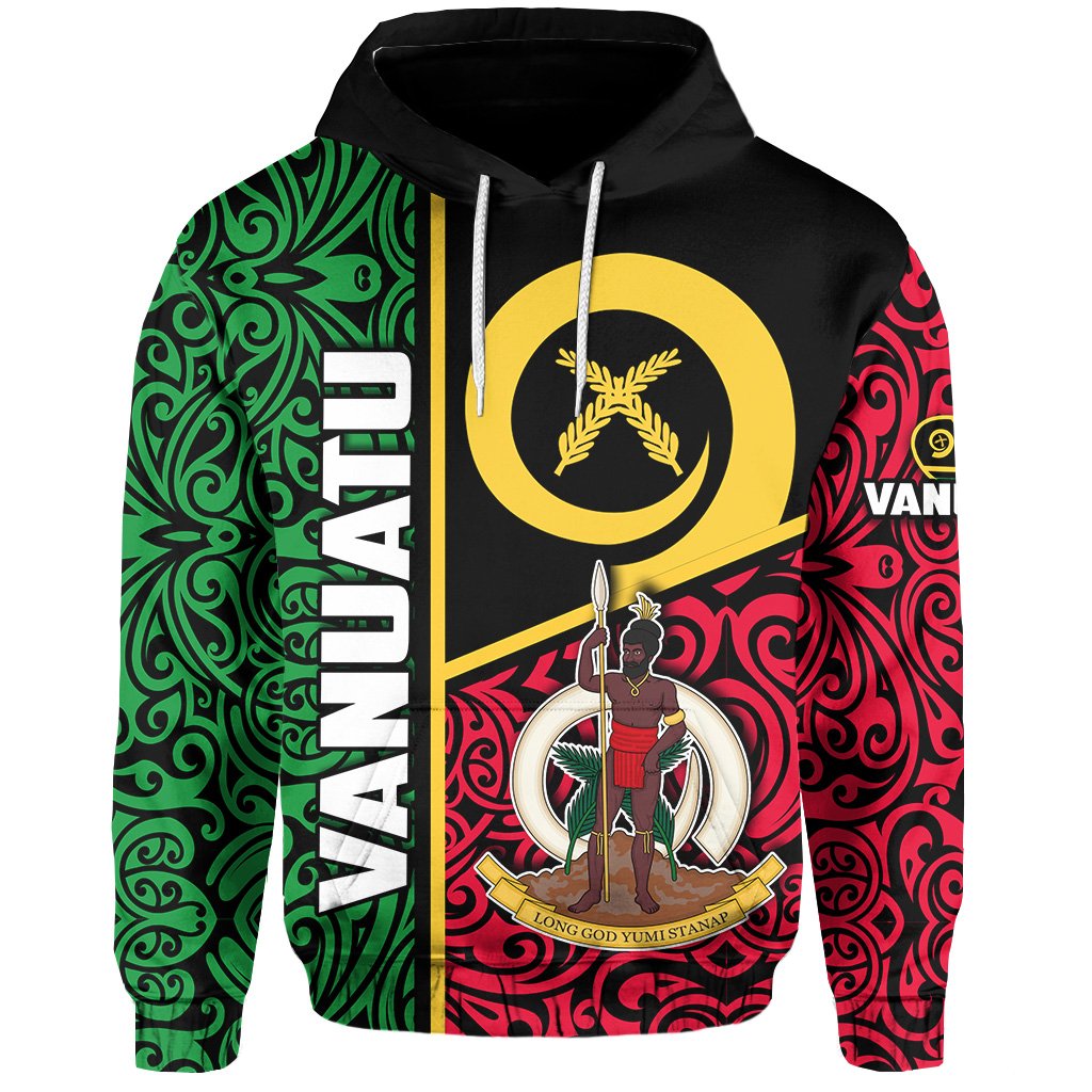 Custom Vanuatu Rugby Hoodie Polynesian Flag Style Unisex Green - Polynesian Pride