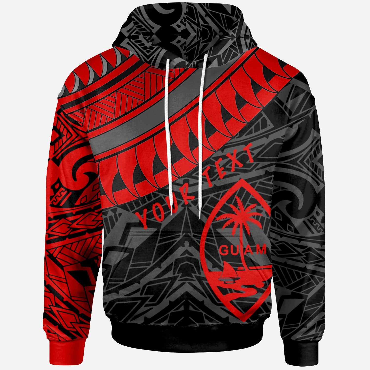 Guam Custom Hoodie Ginger Lei Pattern Unisex Red - Polynesian Pride