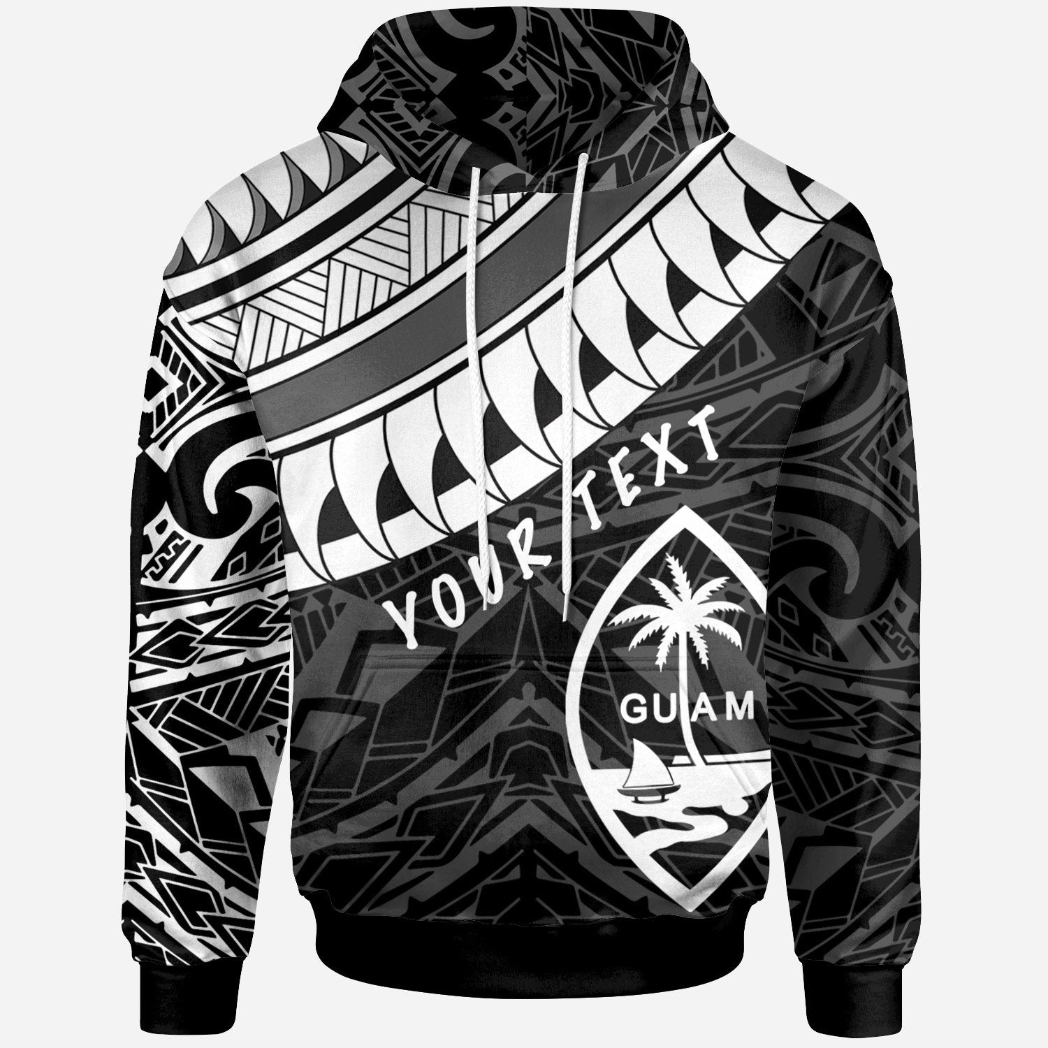 Guam Custom Hoodie Ginger Lei Pattern White Unisex Black - Polynesian Pride