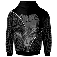 Papua New Guinea Zip Hoodie Octopus Style White Color - Polynesian Pride