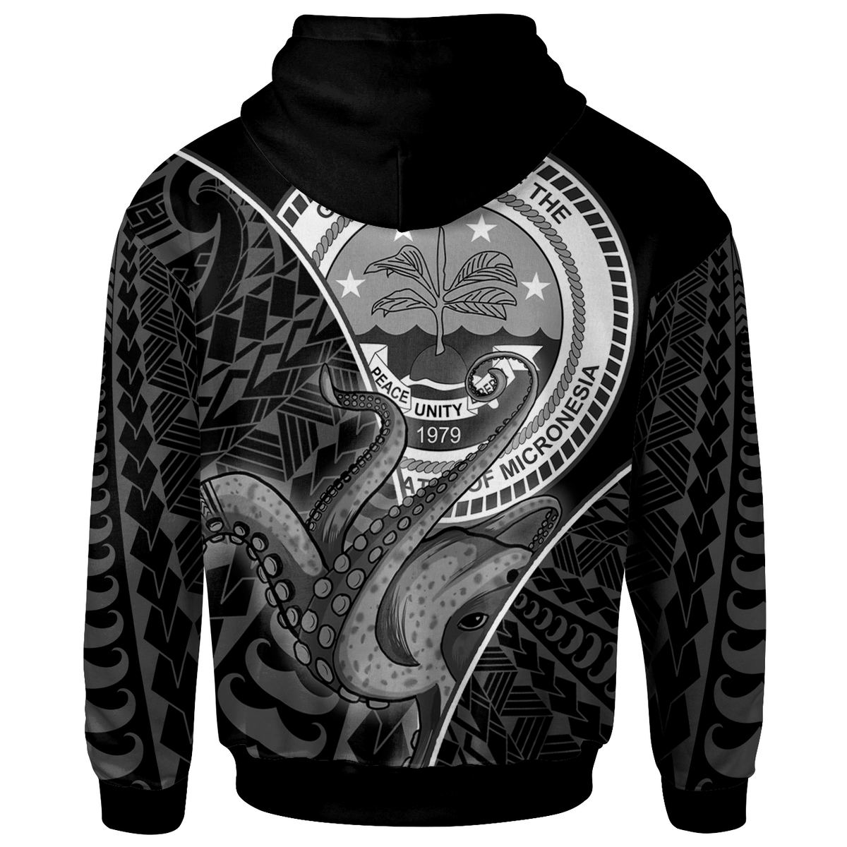 Federated States of Micronesia Zip Hoodie Octopus Style White Color - Polynesian Pride