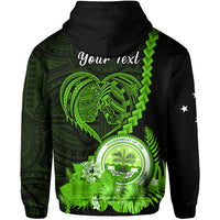 Custom FSM Valentine Couple Hoodie Heart Love Tropical Flowers Green LT14 - Polynesian Pride