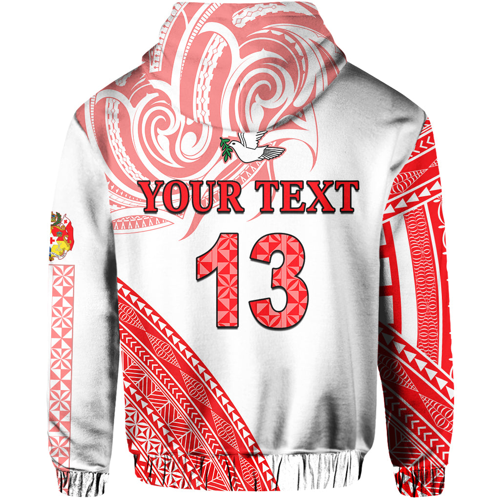 (Custom Text and Number) Tonga Zip Hoodie Tongan Pattern Blithesome LT13 - Polynesian Pride
