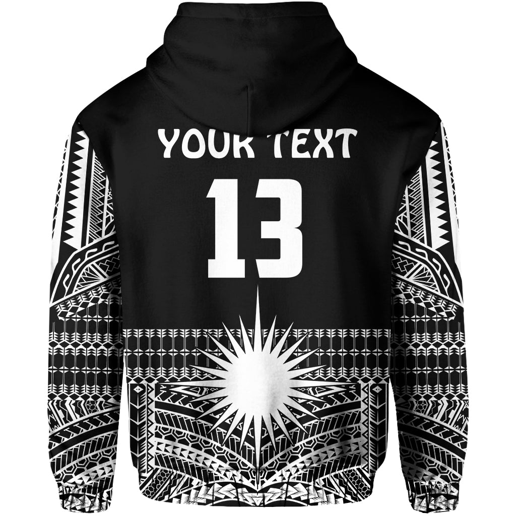 (Custom Text and Number) Marshall Islands Zip Hoodie Best Tattoo Version Black LT13 - Polynesian Pride