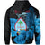 Custom Guam Seal Hoodie Polynesian Turtle with Flowers Version Blue LT13 - Polynesian Pride