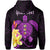 Custom Hawaii Turtle Zip Hoodie Hawaiian Flowers Version Purple Elegant LT13 - Polynesian Pride