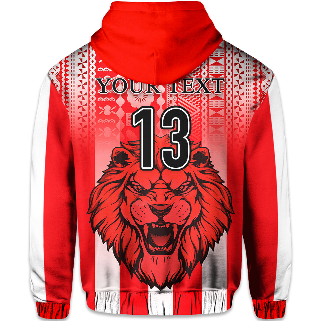 Custom Football LABASA FA Zip Hoodie Red Lion Fiji Custom Text and Number LT13 - Polynesian Pride