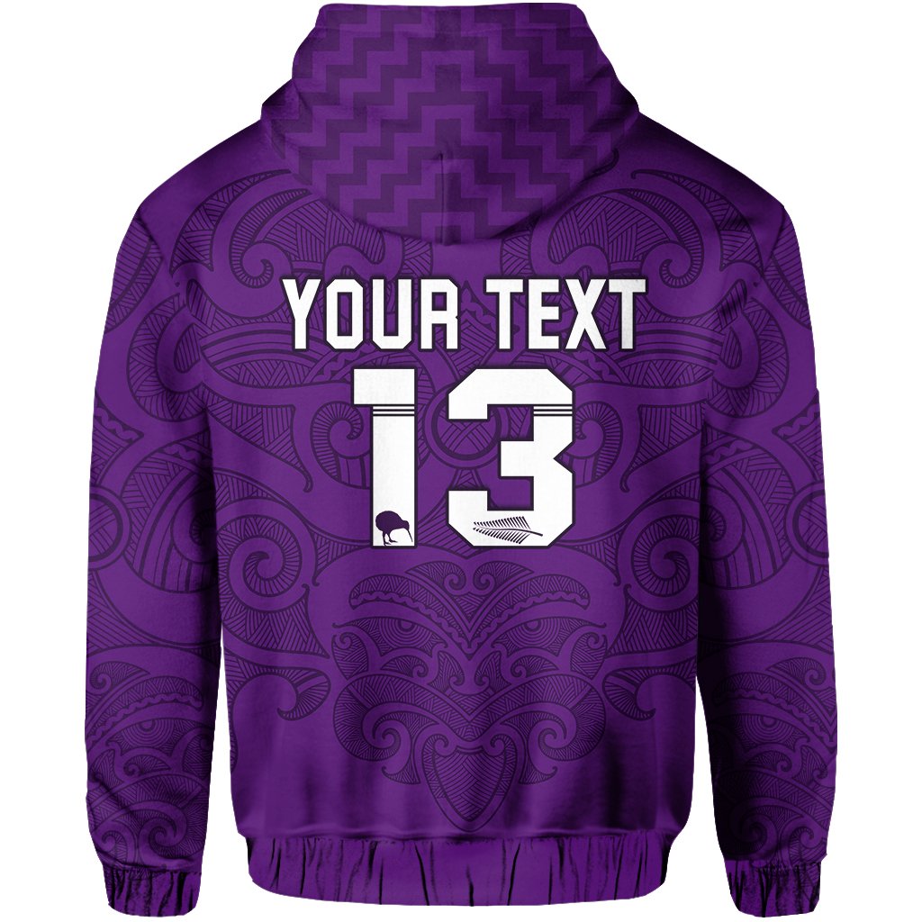 Custom Maori 2021 Zip Hoodie Purple Aotearoa Tattoo Custom Text and Number LT13 - Polynesian Pride