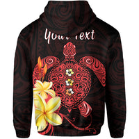 Custom Hawaii Turtle Hoodie Hawaiian Flowers Version Red Elegant LT13 - Polynesian Pride